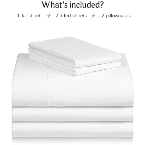 Image of LuxClub 5 PC Split King Sheet Set Bed Sheets Deep Pockets 18 inch Wrinkle Free Cooling Sheets Machine Washable Hotel Bedding Silky Soft - White Split King
