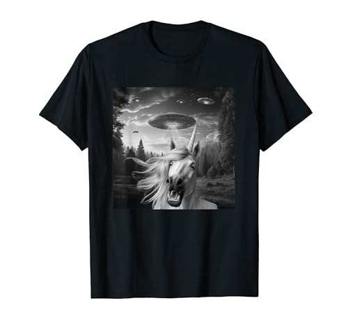Alien UFO Selfie Unicorn Spaceship Weirdcore Funny Camiseta