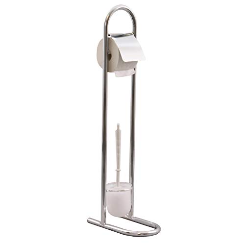 Brosse WC chromée - 80 cm - Brosse WC et porte-papier toilette