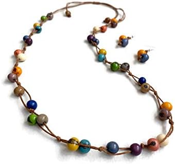 Acai necklace in multi color. beaded becklace and earrings TAG515