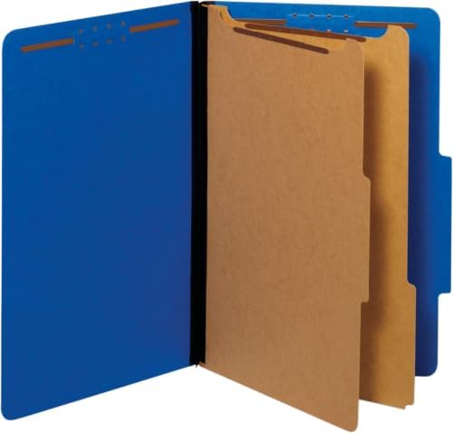 Pendaflex Recycled Classification File Folders, 2 Dividers, 2" Embedded Fasteners, 2/5 Tab Cut, Legal Size, Dark Blue, Box of 10 (29035P) image 5
