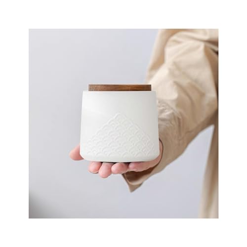 NS Online White Small Urn Ashes Keepsake - 4.3 inches Ceramics Sharing Sea Wave Small Urn, Capacity 30 Cubic inches Memorial urn for Human, Pets - Qnty 1
