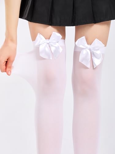 Image of SOUTHRO Thigh High Stockings & Fishnet Tights with Bow, Cute Kawaii Socks | Soft Nylon, Velvet & Satin Bow Styles; Thigh High, Knee High or Footed Tights; for Coquette, Halloween, Cosplay & Date
