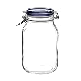 Bormioli Rocco Fido Square Jar with Blue Lid, 67.5-Ounce