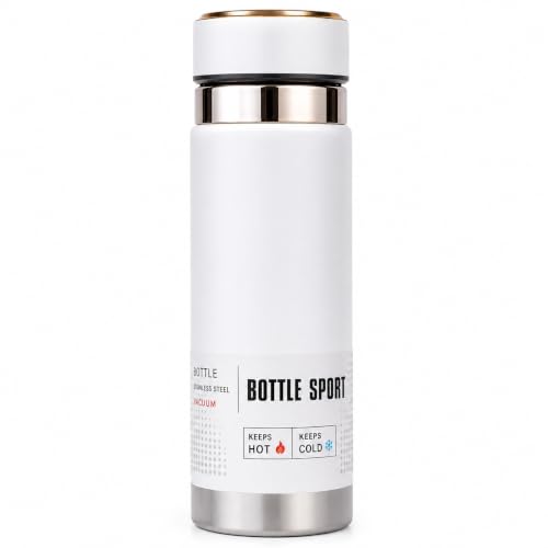 Image of Stainless Steel Vacuum Insulated Water Bottle | Double Wall Flask for Hot & Cold Beverages | Leakproof Travel Bottle for Office, Gym, School & Outdoor | Silver | (White, 1000 Ml)