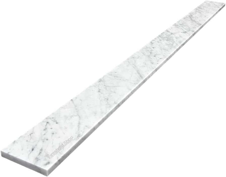 White Carrara Marble Saddle Threshold | Eased Edge | Versatile Use for Shower Curbs, Bathrooms, Floors, Windowsills & Fireplaces (Marble Honed, 6" x 60")