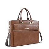 CLUCI Women Leather Briefcases Slim Large Business 15.6 Inch Laptop Vintage Shoulder Bag for Men