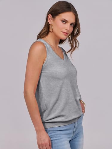 Image of ANRABESS Women Tank Tops Summer V Neck Sleeveless Casual Loose Fit Cute Cami Basic T Shirts Solid Tees 2026 Trendy Outfits
