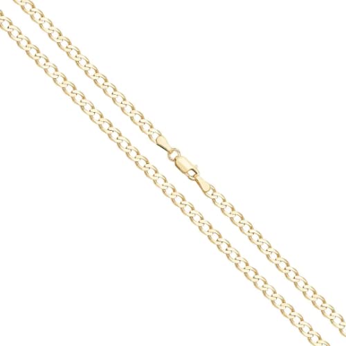 Old English Jewellers 9ct Yellow Gold on Silver Solid Curb Chain - 3mm - 16 18 20 22 24 26 30 (26)