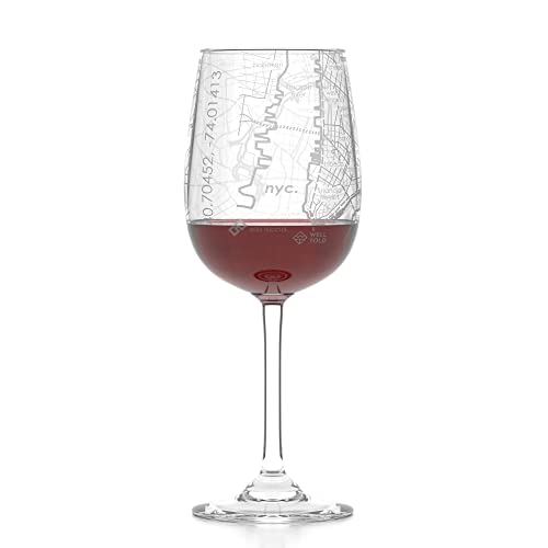 Well Told NY Map Stemmed Wine Glass 16 oz