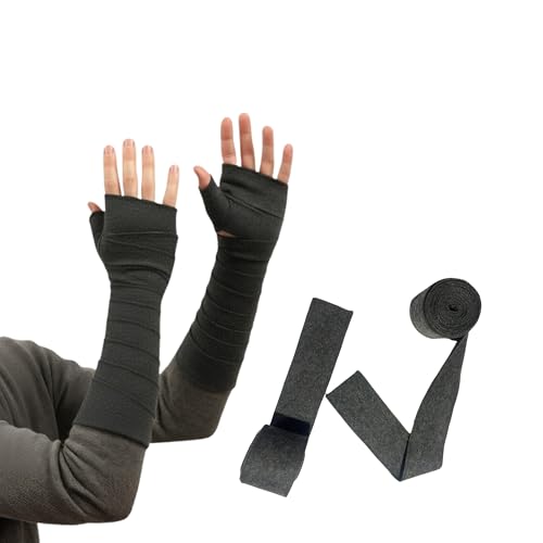 warreplica Medieval Hand Wraps Arm Wraps Wool Bracers for Halloween Cosplay LARP Costume Reenactment Wraps Pugilism hand wrap (Grey)