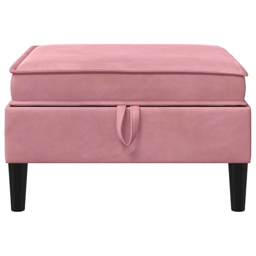 Taburete de sofá con almacenamiento en terciopelo rosa premium de 70cm 5