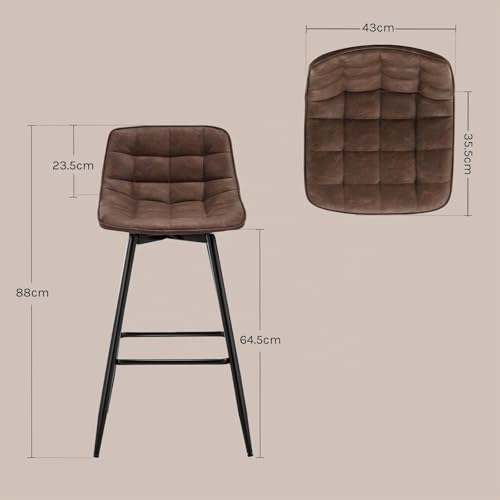 Lot 2 tabourets bar design similicuir brun - WOLTU