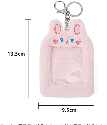 Tooe 3 inch Kpop fotokaarthouder sleutelhanger Y2K Kawaii Koreaanse kaarthouder dier pluche hoes schattige esthetische credit ID bankkaart buskaart beschermhoes foto mouwen (bruin