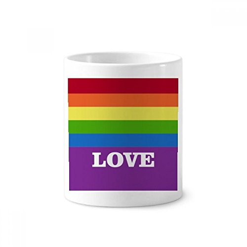 Gobelet de brosse à dents LGBT arc-en-ciel en céramique blanche 350ml