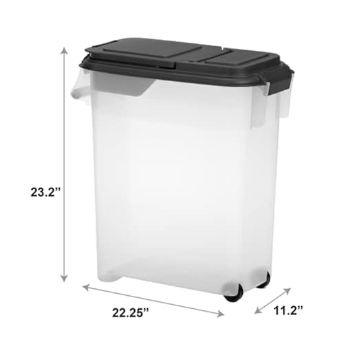 Buddeez Airtight Pet Food Storage Container - 50 QT/50 LB Capacity Dog Food Storage Container, Cat Food Container, Bird Seed Storage Container, Rolling Storage Bin, Air Tight with Handle & Scoop - Thumbnail 4