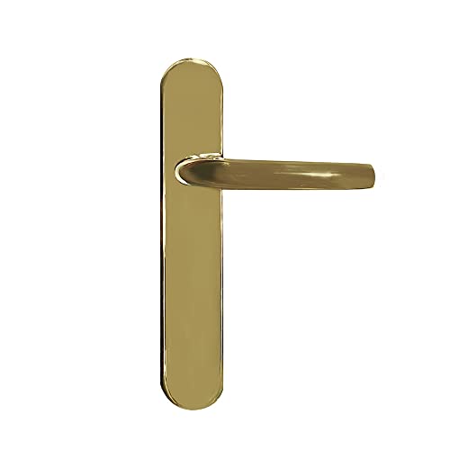 Micel - 05855 Door Handle Set including Curved Angle Plate and Stainless Steel Handle, PVD Gold, 225 x 138 x 66 mm