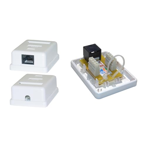 Cat6 1 Port Surface Mount Box, RJ45 Unshielded Female Port, White, Single Jack Surface Mount Box (with Cable Tie), CableWholesale
