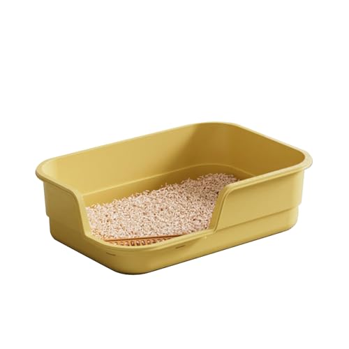 Generisch 2026 Extra große Katzenstreu für Hauskatzen -Hunde, hohe Streuung, halbgeschlossene Haustiertoilette Kunststoff, langlebig, reinigen, Heimtierbedarf (Yellow, 49x35.5x13cm)