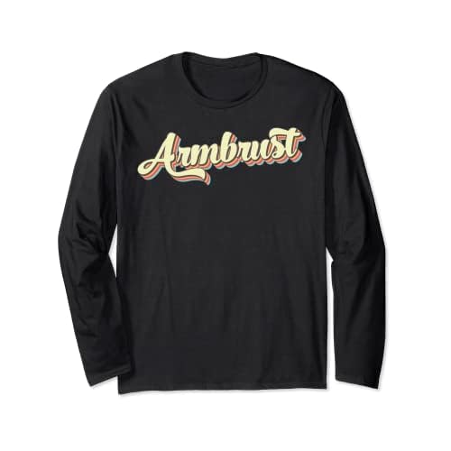 Armbrust T-Shirt Retro Art Baseball Schrift Vintage Langarmshirt