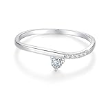 Skcess Anillo de compromiso para mujer, oro blanco de 9 K/14 K/18 K, platino 950, diamante blanco, 60 (19.1), Diamante, Diamante