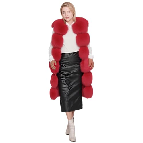 Lisa Colly Women's Faux Fox Fur Coat Jacket Winter Sleeveless Faux Fur Vest Outwear3