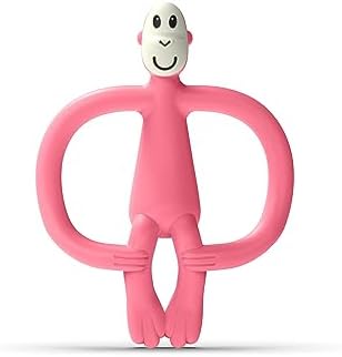Matchstick Monkey, Antimicrobial Silicone Teether & Gel Applicator, Easy To Grip, BPA Free, 3 Months Old+, 11 cm, Pink Monkey