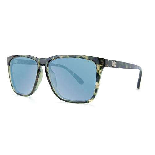 Knockaround Fast Lanes Polarized Sunglasses With Full UV400 Protection For Men And Women, Slate Tortoise Shell Frames/Sky Blue Reflective Lenses