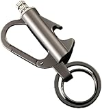 Multifunctional Keychain Lighter, Permanent Match Fire Starter with Bottle Opener & Carabiner, Waterproof Refillable Flint Lighter for Camping, Hiking & Everyday Carry (C)