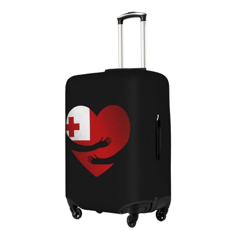 Travel Luggage Cover Tonga Flag Heart Fashion Washable Baggage Suitcase Protector Fit For Luggage X-Large2