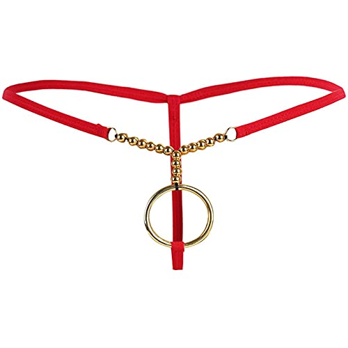 ZUYPSK Mens Underwear Metal O-Rings T Back Thongs G-String Low Rise Bikini Shorts