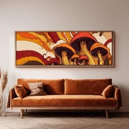 Tableau champignon panoramique encadre pour habiller un mur vide - 2