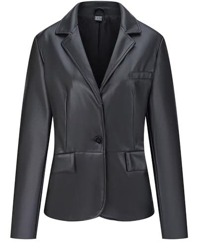 WYOYW Women's Faux Leather Blazer Jackets Button Down...