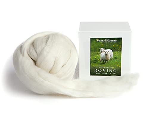 Desert Breeze Distributing FLT-CORE8 100% Natural White Wool Roving Top, 8 Oz Corriedale, From Usa Mill, Best Core Wool For Needle Felting thumb #2