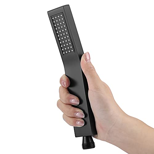 Regadera de mano cromada negro mate para baño miniatura 5