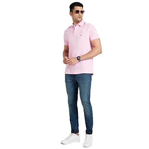 Image of Tommy Hilfiger Solid Regular fit Cotton Polo t-Shirt