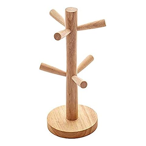 Qinsky Wooden Mug Holder Tree for Kitchen Cover