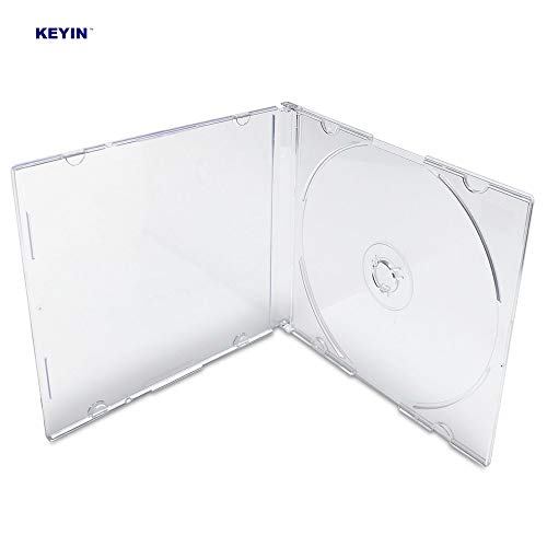 KEYIN Clear Slim CD Jewel Case - Premium, 100 Pack
