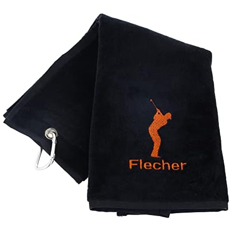 Personalised Luxury Golf Towel with Carabiner Cover
