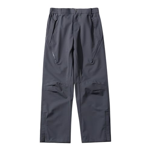 Pantalon de course homme coupe-vent large gris type jogging cargo