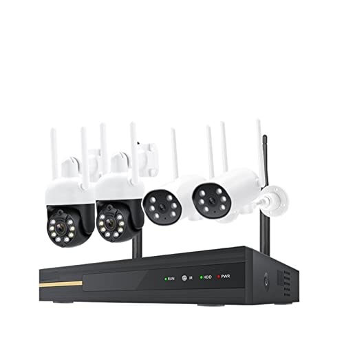 Kit de cámara inalámbrica WiFi 8CH 3MP Audio bidireccional Detección Humana Cámara de Seguridad al Aire Libre Kit de videovigilancia (Size : 2T, Color : 8CH NVR and 4 Cams)