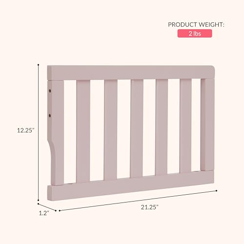 Image of Dream On Me Toddler Guard Rail for Convertible Crib, Solid Wood Bed Rail for Toddler Bed Conversion, Blush Pink
