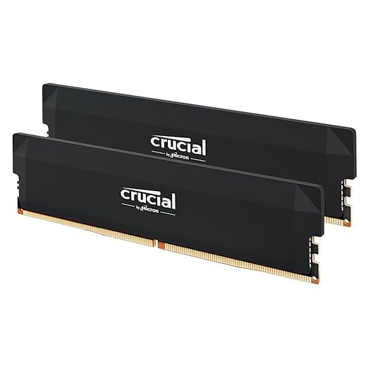 Image of Crucial Pro DDR5 RAM 32GB Kit (2x16GB) 6400MHz CL38, Overclocking Desktop Gaming Memory, Intel XMP 3.0 & AMD Expo Compatible - Black CP2K16G64C38U5B