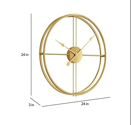 Image of Metal Double Ring Metal Hanging Wall Clock for Home /Living Room /Bedroom /Hall /Dining Hall (Gold)