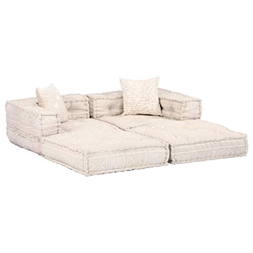 vidaXL Pouf 2-Sitzer Modular Sitzpouf Sitzkissen Sofa Bodenkissen Loungesofa Polstersofa Schlafsofa Sofabett Gästebett… – Bild 5