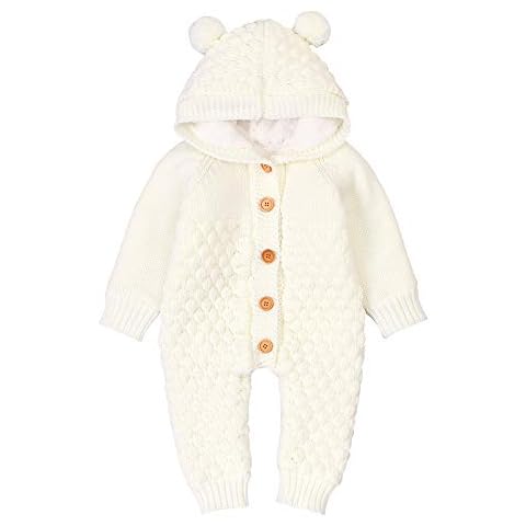 VICROAD Baby Strampler Gestrickter Overall Babykleidung Kapuze Cover