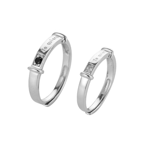 Bagues en argent sterling S925 pour couples avec anneau réglable