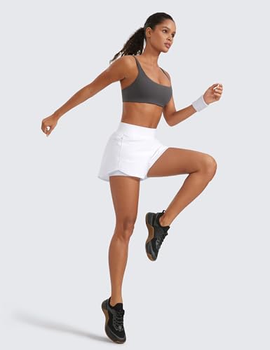 Image of CRZ YOGA 2 in 1 Double Layer Running Shorts 3 inch | High Waisted, Quick Dry, Lightweight, Zip Pockets, for Women