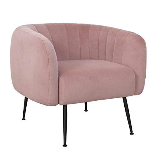 MerkaHome - Butaca descalzadora Moderna para salón o Dormitorio tapizada en Tela Terciopelo Rosa Hudson