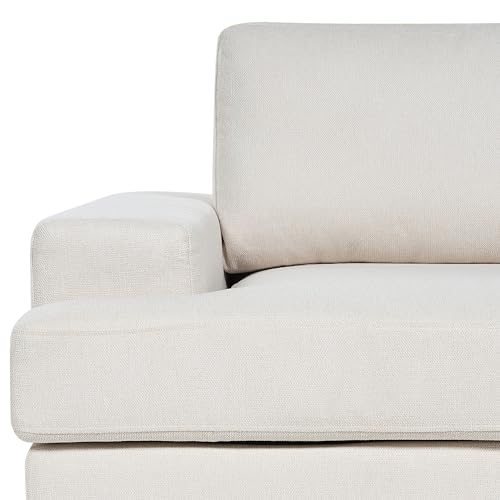 Divano Beige Tessuto Imbottito 3 Posti Schienale Imbottito Spesso Divano Soggiorno Classico - 6